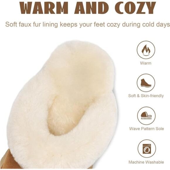 OOW Fuzzy Platform Slippers for Women Cozy Womens Platform Slippers Winter - Picture 3 of 7